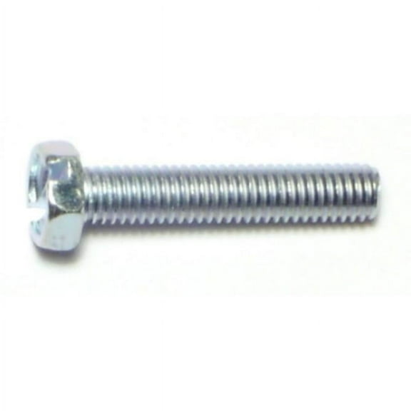 #10-32 x 1" Zinc Plated Steel Fine Thread Slotted Indented Hex Head Machine Screws MSIHS-134