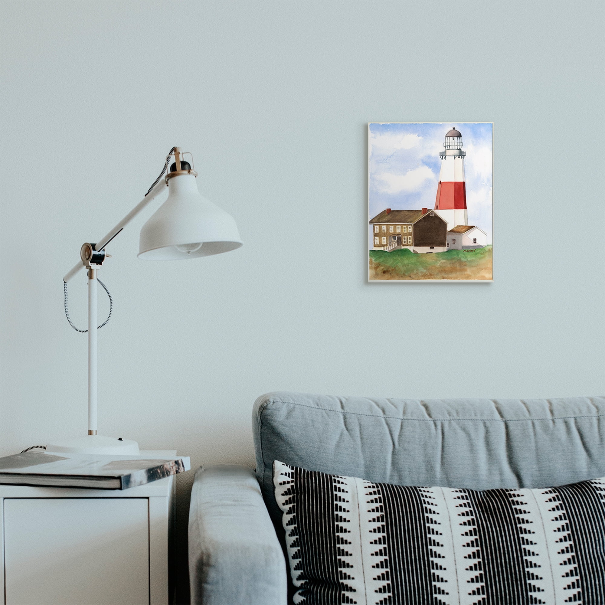 Stupell Industries Nautical Red Striped Lighthouse Coastal Cliff Architecture Wall Plaque, 10 x 15, Design by Melissa Hyatt LLC