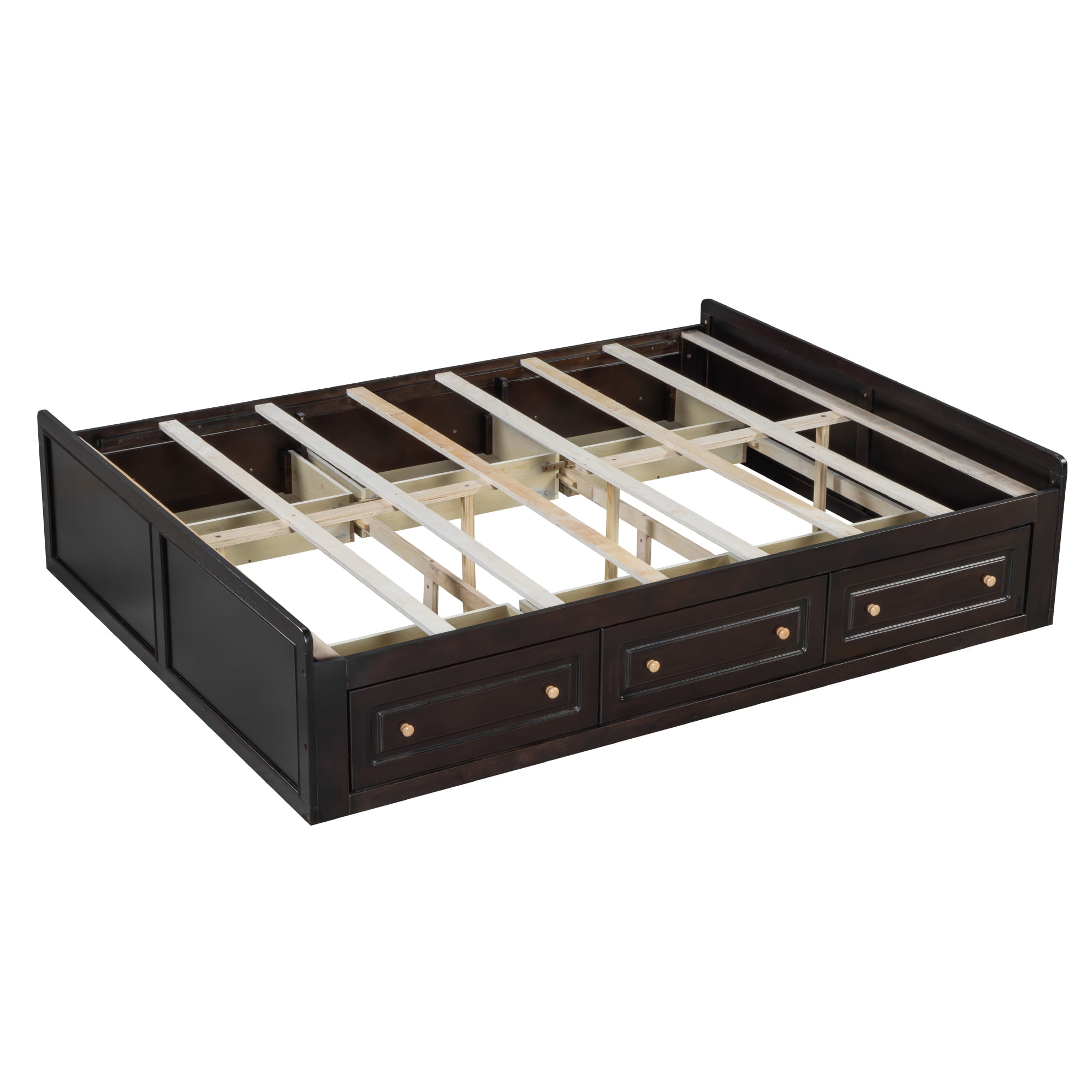 Euroco Wood Queen Size Platform Bed with 6 Drawers for Living Room, Espresso