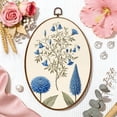thumbnail image 6 of Oval Framed Wall Art Gold Bamboo Retro Blue Hydrangea Botanical Antique Flowers Victorian Canvas Wall Art Oval Vintage Wall Decor Prints Hanging Decor for Home Bedroom Living Room Office 8"x11.4", 6 of 7