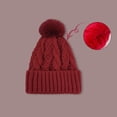 thumbnail image 1 of Women's Autumn Winter Solid Color Thickened Warm Dough Thick Thread Knitting Hat with Wool, 1 of 3