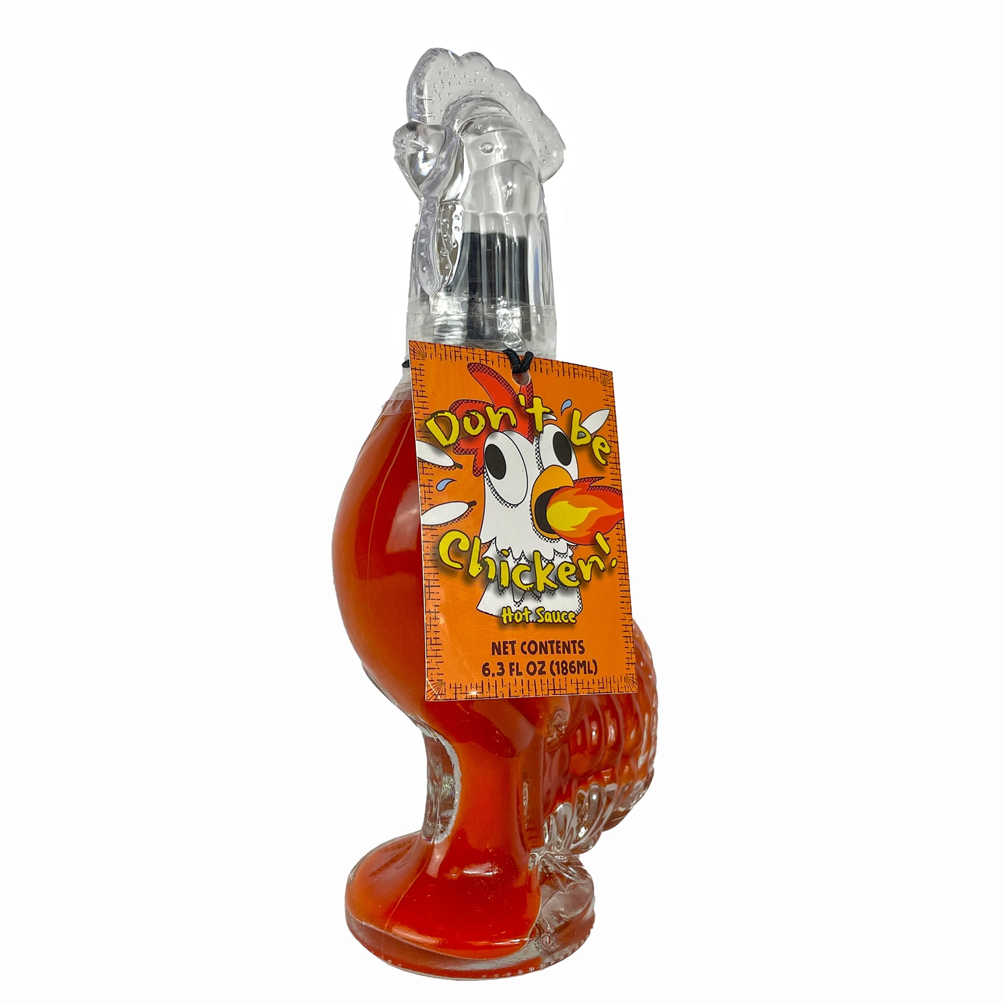 Don't Be Chicken Molded Glass Bottle contains 6.3oz of Red Habanero Hot Sauce Gift from MSRF, Inc.
