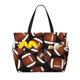 thumbnail image 1 of Fotbe Brown Football On Black Bolsa de Viaje para Playa - Resistente al Agua, Bolsa Tote de Gran Capacidad y Ligera con 7 Bolsillos para Mujeres y Hombres, 1 of 7