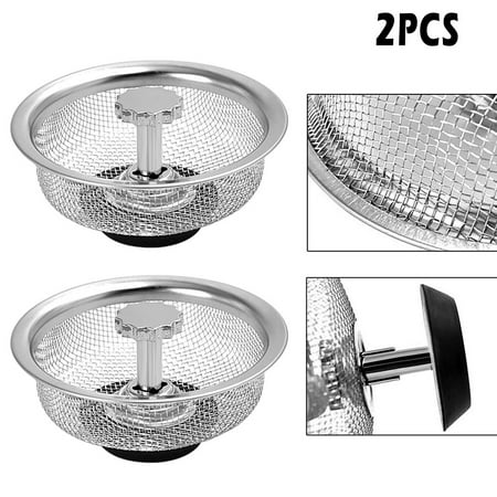 

2pc Kitchen Sink Filter Plug Stainless Steel Drain Basket Waste Plug Replacement