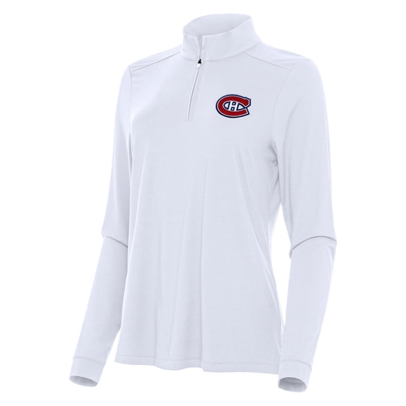Women's Antigua White Montreal Canadiens Intent Quarter-Zip Top