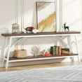thumbnail image 5 of Tribesigns 70.8”Sofa Tables, Extra Long Console Tables for Entryway, 2 Tier TV Stand with White Steel Frame for Living Room, Walnut White, 5 of 5