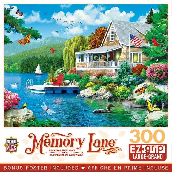 MasterPieces 300 Piece EZ Grip Jigsaw Puzzle - Lakeside Memories - 18"x24"
