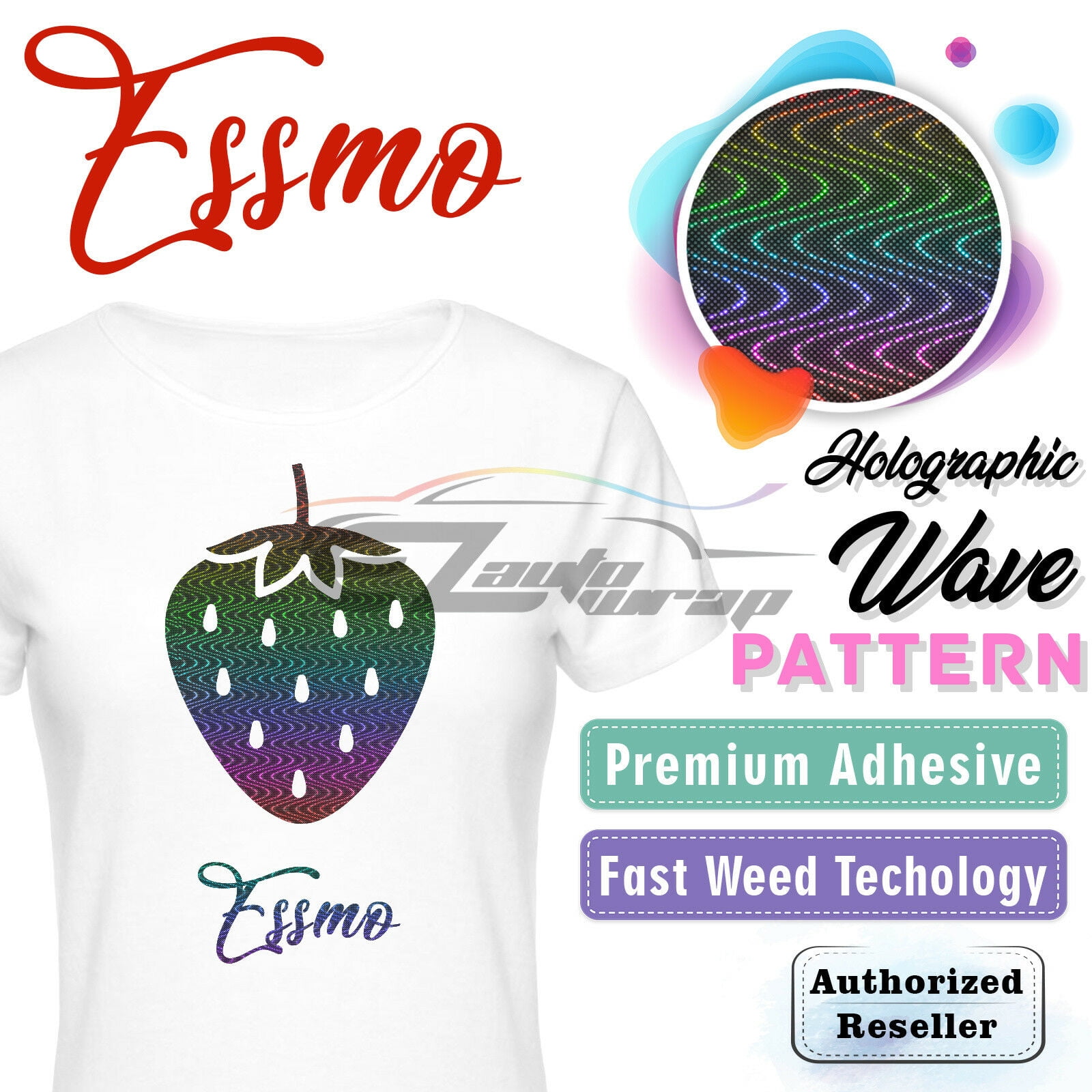 Essmo™ Holographic Wave Heat Transfer Vinyl HTV T-Shirt 20" Iron On Heat Press SP17 20"x60"