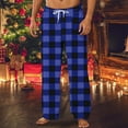 thumbnail image 2 of GuangCheng George Men Plaid Flannel Lounge Pants Soft Comfortable Elastic Drawstring Waist Loose Fit Sleepwear Pajama Bottoms,Size:XL, 2 of 4