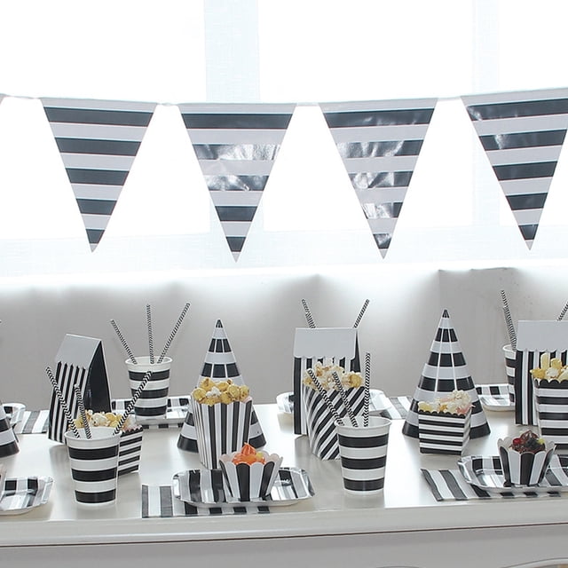 USHOBE 36Pcs Party Snack Containers Paper Popcorn Bowls with Striped Pattern for Easy Serving