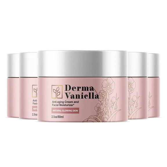 (5 Pack) Derma Vaniella - Anti-Aging Face Cream and Ageless Moisturizer - Ingredients for All Skin Types