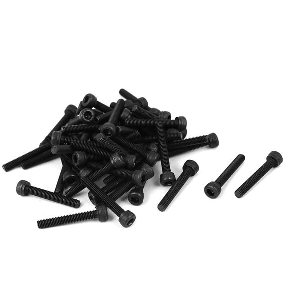 M3 x 20mm Full Thread Carbon Steel Hex Socket Cap Head Screws Bolts Black 50 Pcs