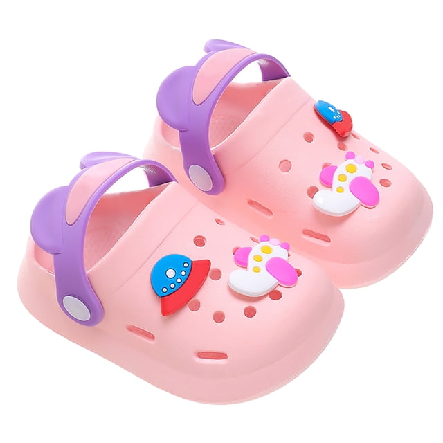Zuecos antideslizantes, transpirables y cómodos para niños pequeños, talla 22-23 (14,5 cm), sandalias de playa rosas para niños