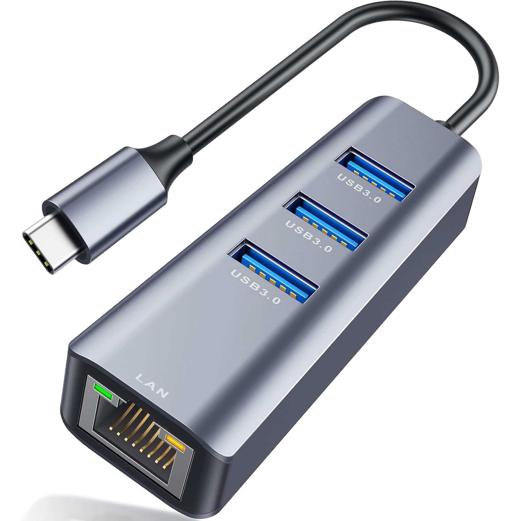 USB C to Ethernet Adapter, 4-in-1 RJ45 to USB-C/Thunderbolt 3 to Gigabit Ethernet LAN Network Adapter for MacBook Pro/Air 2021/2020/2019, iPad Pro 2021, Chromebook, XPS, Surface Book 3/2/Go