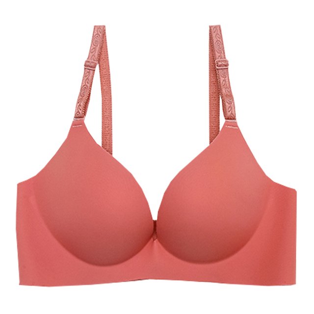LOVZFMLL Bras for Women Fashion Women Large Size Solid Color No Rims Fixed Cup Gathering Daily Bra Watermelon Red L