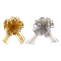 10pcs 7 Inch Large Pull Bow Gift Wrapping Bows Ribbon Organza Bows Gold Silver for Wedding Christmas Party