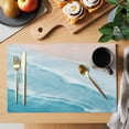 thumbnail image 2 of Blue Coastal Wave Placemats Set of 6, Summer Modern Ocean Beach Placemats for Dining Table, Place Mats for Kitchen Tabletop, Waterproof Wipeable Dining Table Mats Set, 2 of 9