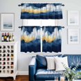thumbnail image 2 of Navy Blue Kitchen Curtains Sets for Windows 36 Inch Length, Abstract Modern Oil Painting Art Rod Pocket Window Treatments Tier Curtains and Valances Set for Bedroom/Bathroom, 2 of 8