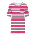 thumbnail image 6 of Abomasnow Lounge Sets for Women Casual Short Sleeve Crew Neck T-Shirts and Elastic Waist Shorts 2 Piece Stripe Print Pajama Outfits, 6 of 6