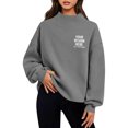 thumbnail image 5 of VBVC Women's Custom Personalized Mock Neck Sweatshirt , Ladies' Lightweight Casual Pullover Top , Soft Stretchy Hoodie For Women, Gray , S-5XL, 5 of 8