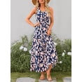 thumbnail image 5 of Anbech Floral Women Summer Dress V Neck Short Sleeve Beach High Waist Smocked Dress, 5 of 6