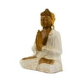 thumbnail image 4 of Wood Buddha Statue – Hand Carved Whitewashed Anjali Mudra Sculpture, Namaste Zen Décor - 16" tall x 12" wide x 7" deep, 4 of 9