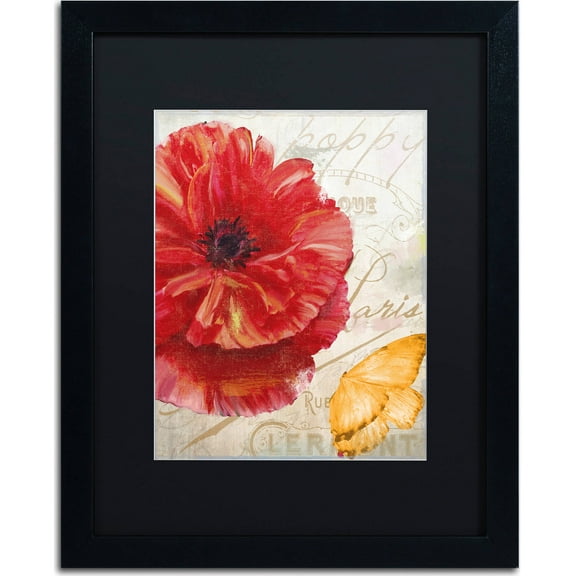Trademark Fine Art "Red Poppy" Canvas Art by Color Bakery, Black Matte, Black Frame
