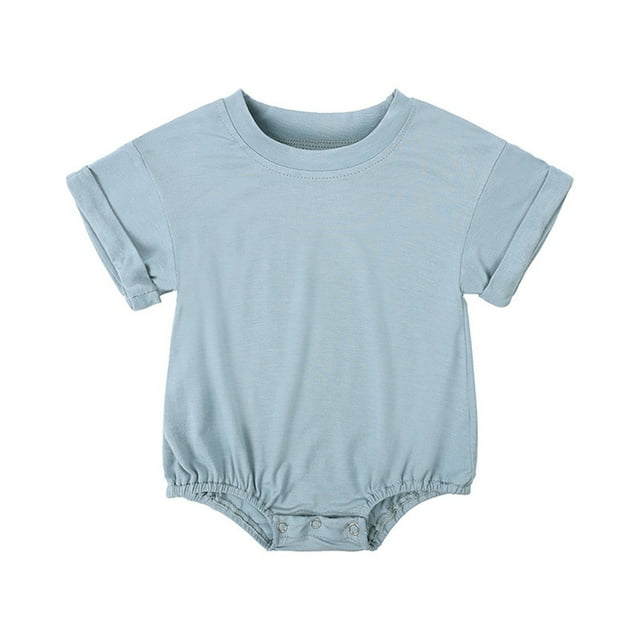 Combinaison d'Été à Manches Courtes pour Enfants, Col Rond, Couleur Unie, Design Léger en Fibre de Bambou pour Garçons et Filles