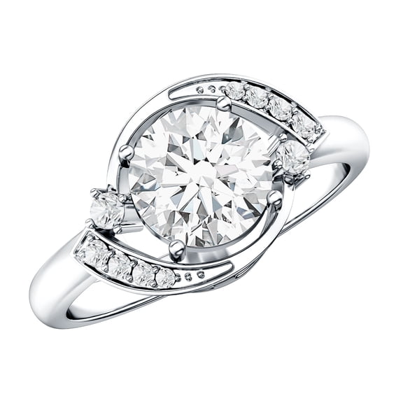 Certified Lab Grown Diamond Round Engagement Ring - 2 Carat - EF-VS Quality - Ready To Gift, 925 Sterling Silver, US 4.00