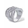 thumbnail image 2 of PalmBeach Jewelry Baguette and Round Cubic Zirconia Crossover Ring 4.14 TCW Platinum-Plated., 2 of 5