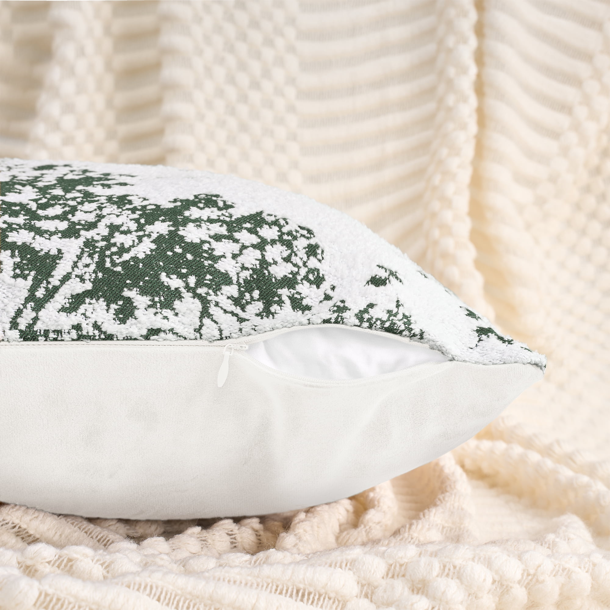 Unique Bargains Set of 2 Chenille Pillow Cushion Covers and Bedroom Green