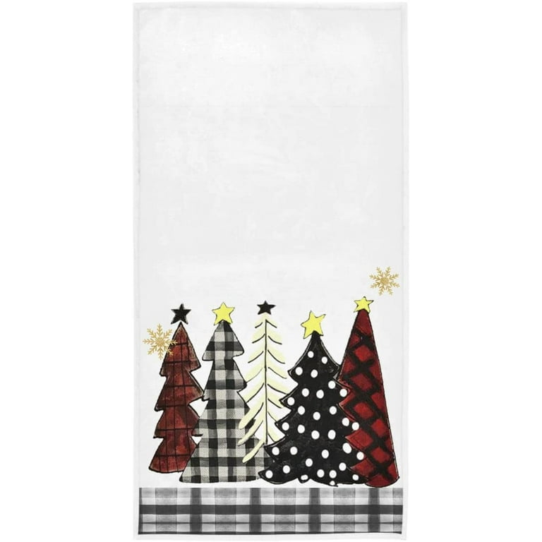 Kewadony Christmas Tree Black Kitchen Towels 2 Pack Dish Towels for  Kitchen, Black Xmas Merry Christmas Absorbent Microfiber Hand Towels for  Bathroom