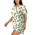 thumbnail image 2 of Naloa Cute Carrot Women's Short-Sleeved Pajama Set, Loungewear, Summer pajamas, Breathable Cozy - Medium, 2 of 9