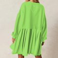 thumbnail image 5 of Womens Oversized Sweatshirt Dress Long Flowy Patchwork Pullover Tops Cute Drop Shoulder Sweatshirts Fall Long Sleeve Mini Dress Teen Girls Crewneck Solid Tunic Pleated Loose Clothing Beig, 5 of 5