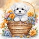 thumbnail image 1 of Perro Lleno de diamantes en Una Cesta Serie Animal resina 30*30CM JShteea, 1 of 9