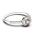thumbnail image 2 of Dazzling Minimalist 1.00 Catar Round Cut Morganite And Diamond Moissanite Engagement Ring, Wedding Ring in 10k Solid White Gold, Gift For Her, Silver, Halo Bridal Ring, 2 of 3