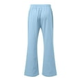 thumbnail image 4 of Mens Baggy Sweatpants Solid Color Wide Leg Flare Pants Relaxed Fit Straight Leg Spring Fall Lightweight Resort Trousers Blue XL, 4 of 5