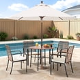 thumbnail image 3 of Mugovelo 5 Pieces Patio Dining Set, Boho Wicker Outdoor Dining Set with Umbrella Hole, Round Rattan Table and 4 Chairs with Cushions for Garden Backyard, 3 of 7