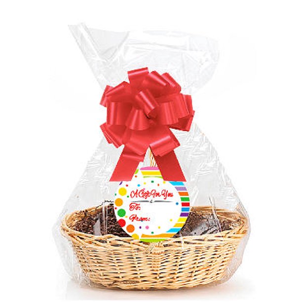 Rainbow 2Pack Designer Cello Bags / Tags / Bows Cellophane Gift Basket