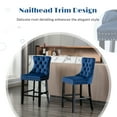 thumbnail image 5 of Bar Stools Set of 2, LegaHome Velvet Bar Stool with Back, Solid Wood Frame & Nailhead Trim, Counter Height Bar Chiar Button Tufted Upholstered Seat, Full Back Bar Stools, Blue, 5 of 12