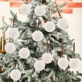 thumbnail image 7 of Btomtd 15pcs 8cm/3.15" Velvet Flocked Christmas Balls Collection, Plastic Christmas Ornaments for Xmas Tree Decor, Medium Set Hanging Christmas Decorations, White, 7 of 7
