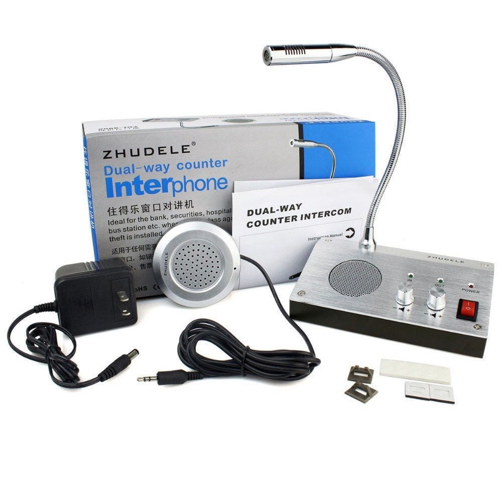 Dual-Way Window Counter Intercom Interphone Speaker System Store/Office/Hospital