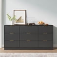 thumbnail image 4 of YouTrend Black 9 Drawer Dresser for Bedroom,Modern Adult Fluted Wood Chest of Drawer with Golden Embedded Handles for Living Room,Hallway, 4 of 12