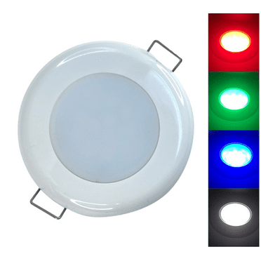 Pactrade Marine RV Boat Pontoon Red Green Blue White LED Courtesy Ceiling Light White Plastic Housing Glare Free Illumination Lens Energy Saving12V DC (Spring Flush Mount)