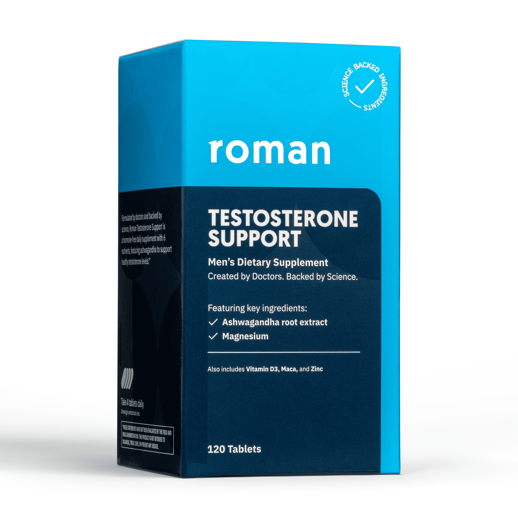 Roman Testosterone Support Supplement for Men with Vitamin D3, 120 Tablets