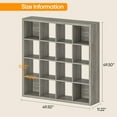 thumbnail image 4 of Bookshelf with Storage Bins, 16-Cube Storage Organizer with Back Panels, Modern Wood Open Bookcase, Multifunctional Display Shelf for Living Room, Bedroom, Home Office, Gray Oak, 4 of 6