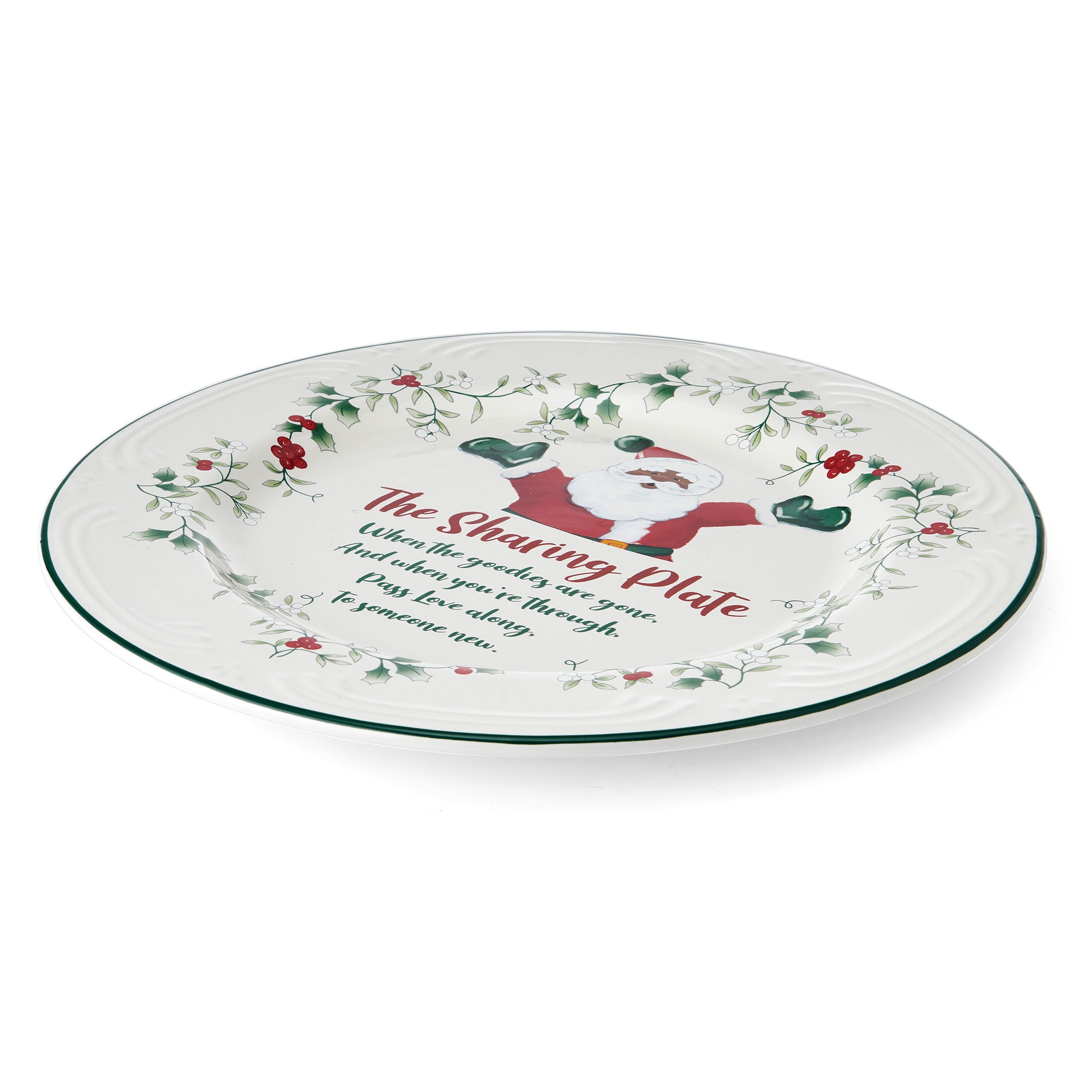 Pfaltzgraff Winterberry African American Santa 12 in Sharing Plate