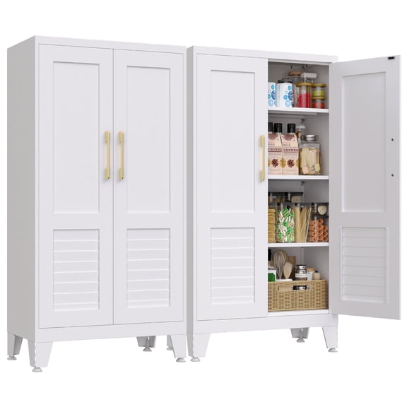 AOAORGG Tall Kitchen Pantry Cabinet, 47.2" H x 23.6" W x 11.8" D, White Freestanding Storage Cabinet with Doors, Adjustable Shelves, Spacious Storage for Kitchen, Dining Room & Pantry Organization