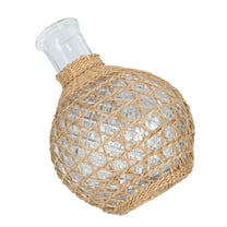 WHAMVOX Brown Glass Vase with Rattan Design for Decor Office Table Decoration 1pc
