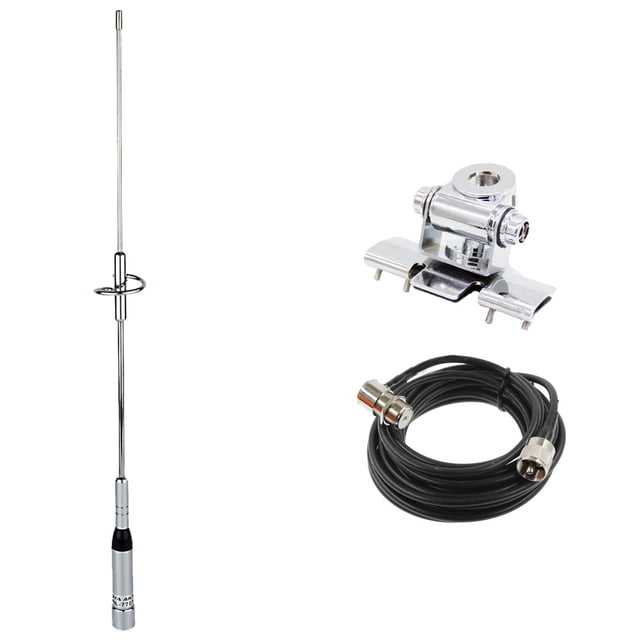 NL-770S Antena de doble banda + Soporte de antena RB-400 + Cable coaxial RG-58U 5M Walkie Talkie Radio CB para coche móvil Scienceny EL0131-00